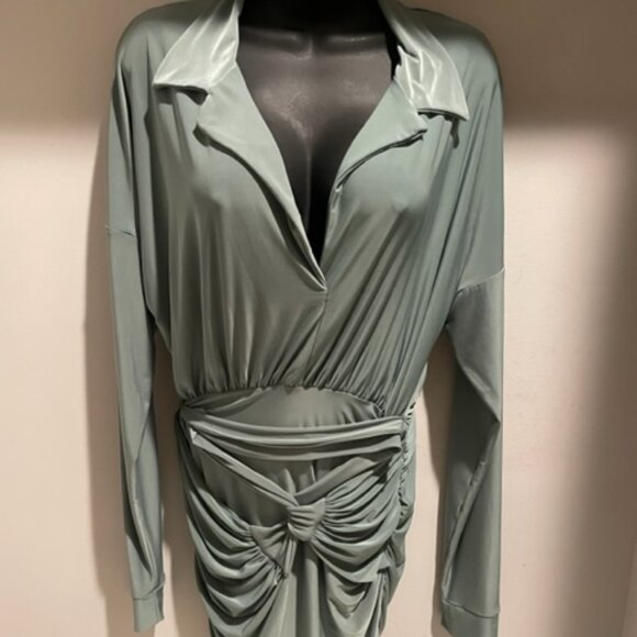 Teal Ruched Dress - Picture 4 of 7